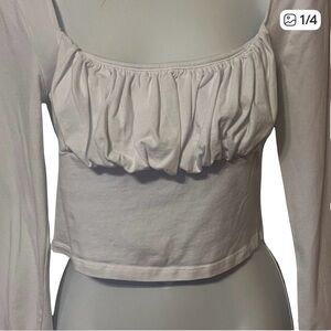 NWOT SO white cropped long sleeve top